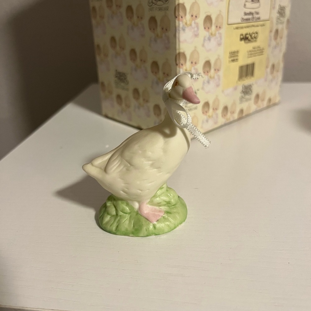 Ceramic Goose Figurine with Ribbon